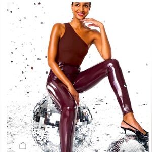 Spanx Faux Leather High-Waist Leggings – Cabernet Gloss | Size M